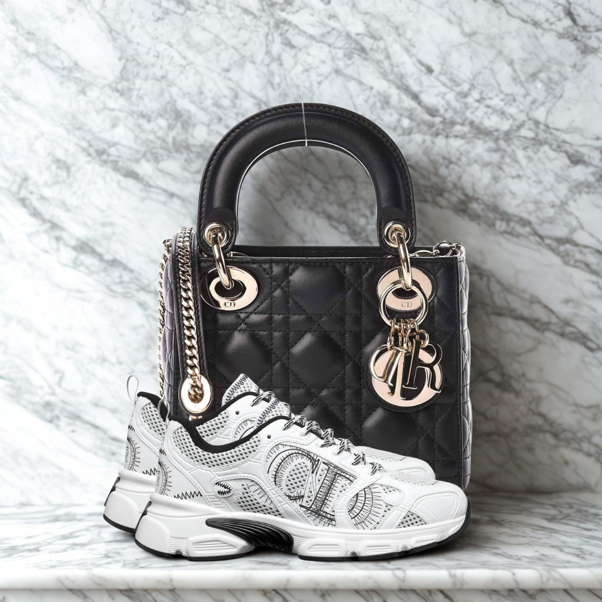 SET DIOR – MINI LADY DIOR BAG BLACK & CHRONO SNEAKER