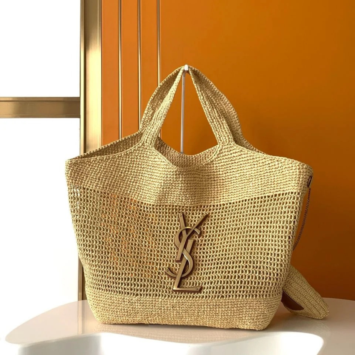 YVES SAINT LAURENT ICARE BAG IN RAFFIA
