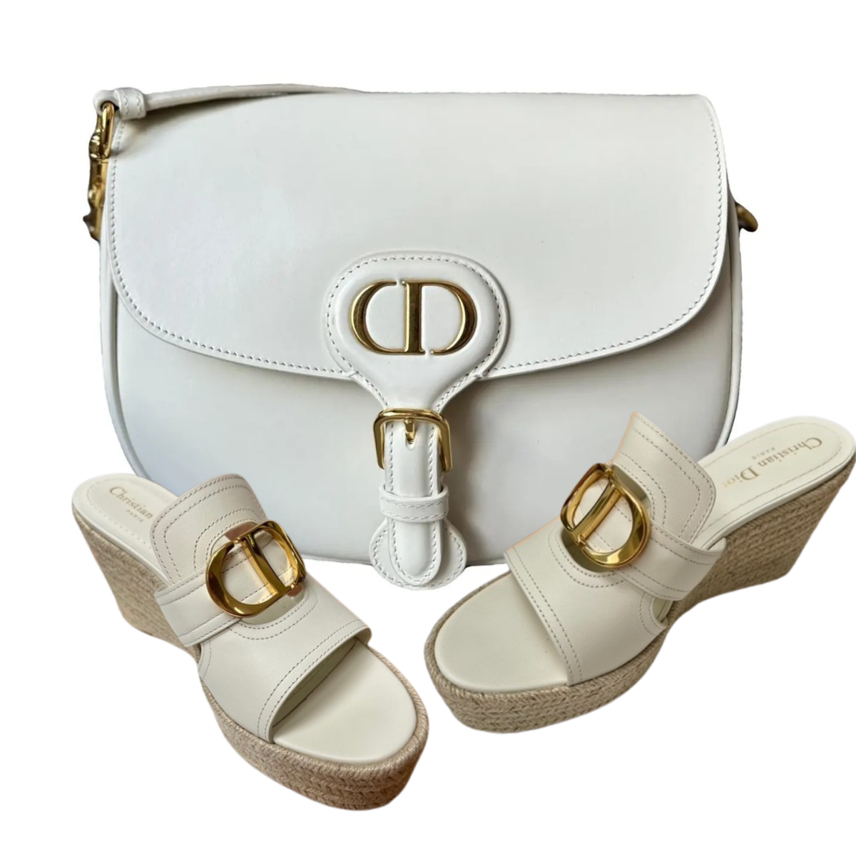 DIOR BOBBY CROSSBODY & 30 MONTAIGNE WEDGE SLIDES SET
