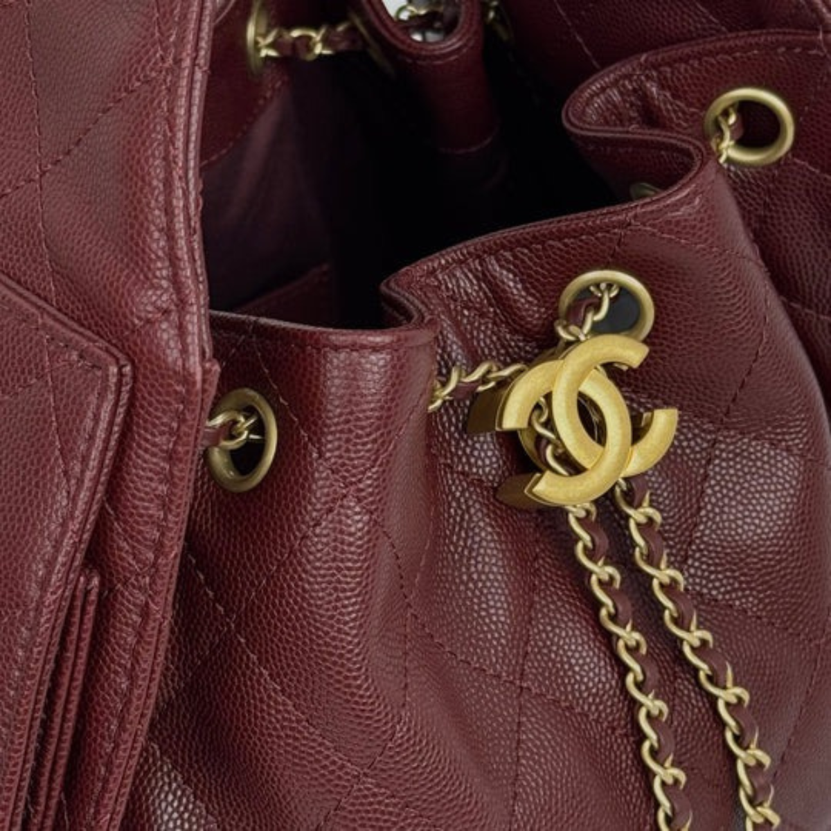 CHANEL 25 BORDEAUX CAVIAR & BALLERINA FLATS SET