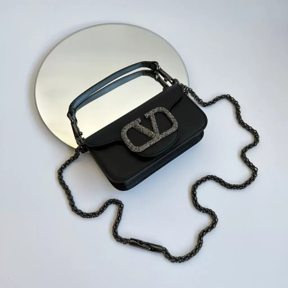 VALENTINO GARAVANI LOCÒ SMALL SHOULDER BAG WITH JEWEL LOGO