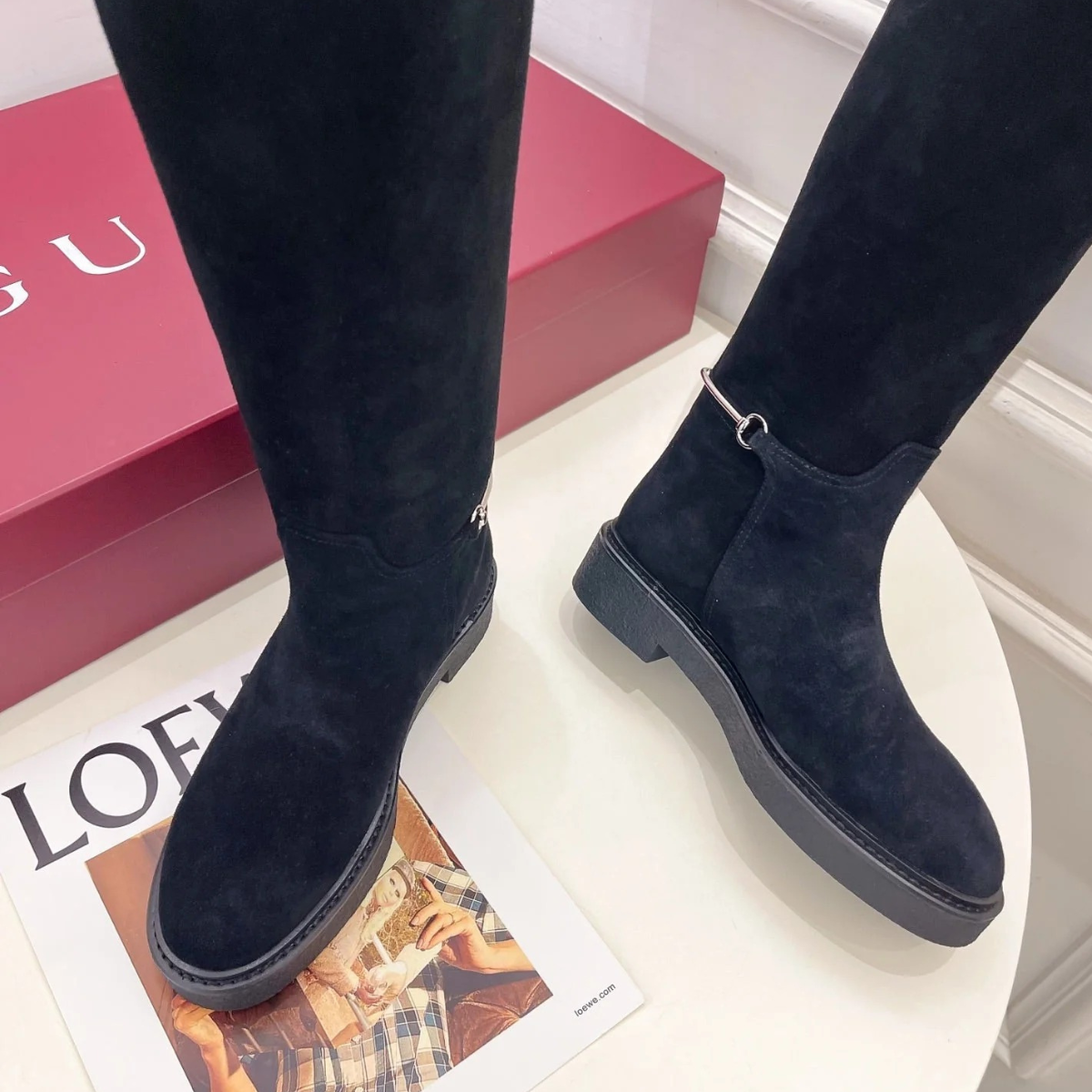 GUCCI HIGH BOOTS IN BLACK SUEDE